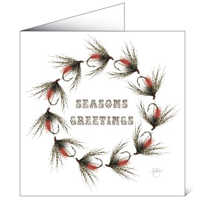 Mayfly Art Christmas Wreath Greetings Card